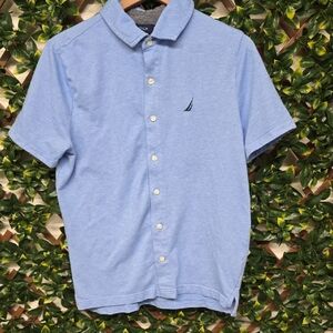 Nautica Men's Light Blue Casual Button Down Shirt